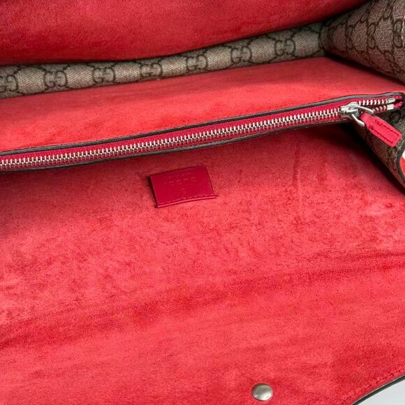 Gucci GG Logo Supreme Medium Dionysus Shoulder Bag with Red Interior - Picture 8 of 8
